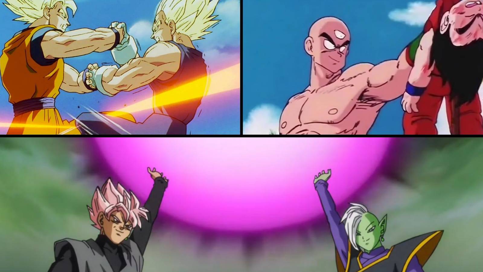 Majin Vegeta, Tenshinhan and Goky Black/Zamasu