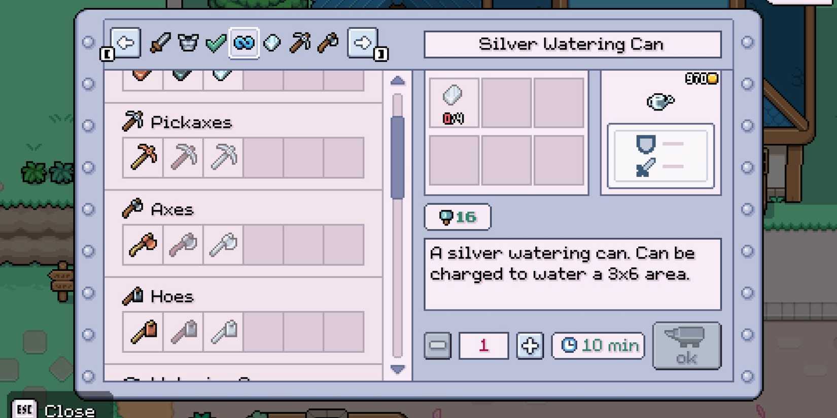 Fields of Mistria Silver Watering Can Upgrade