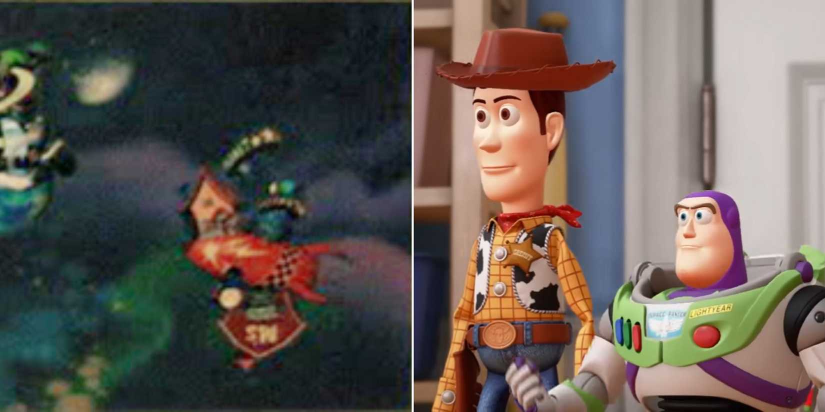 Unused concept art of Toy Story in KH1 and Woody and Buzz Lightyear in KH3.