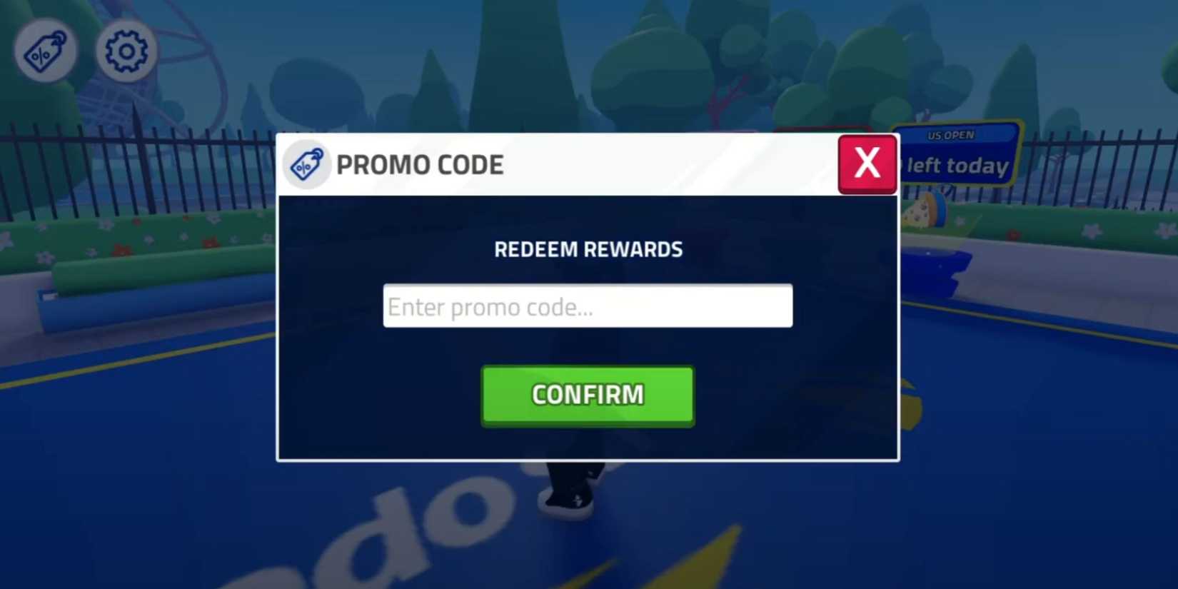 US Open: Champions of the Court Tennis the codes tab