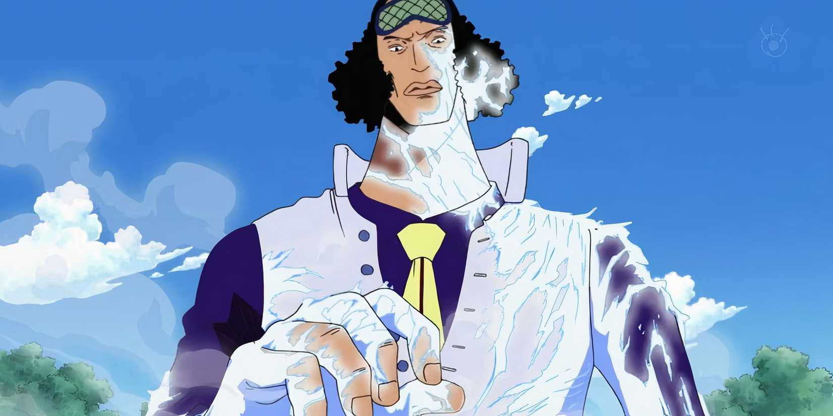 Vice Admiral Aokiji from One Piece wielding the Hie-Hie No Mi Fruit