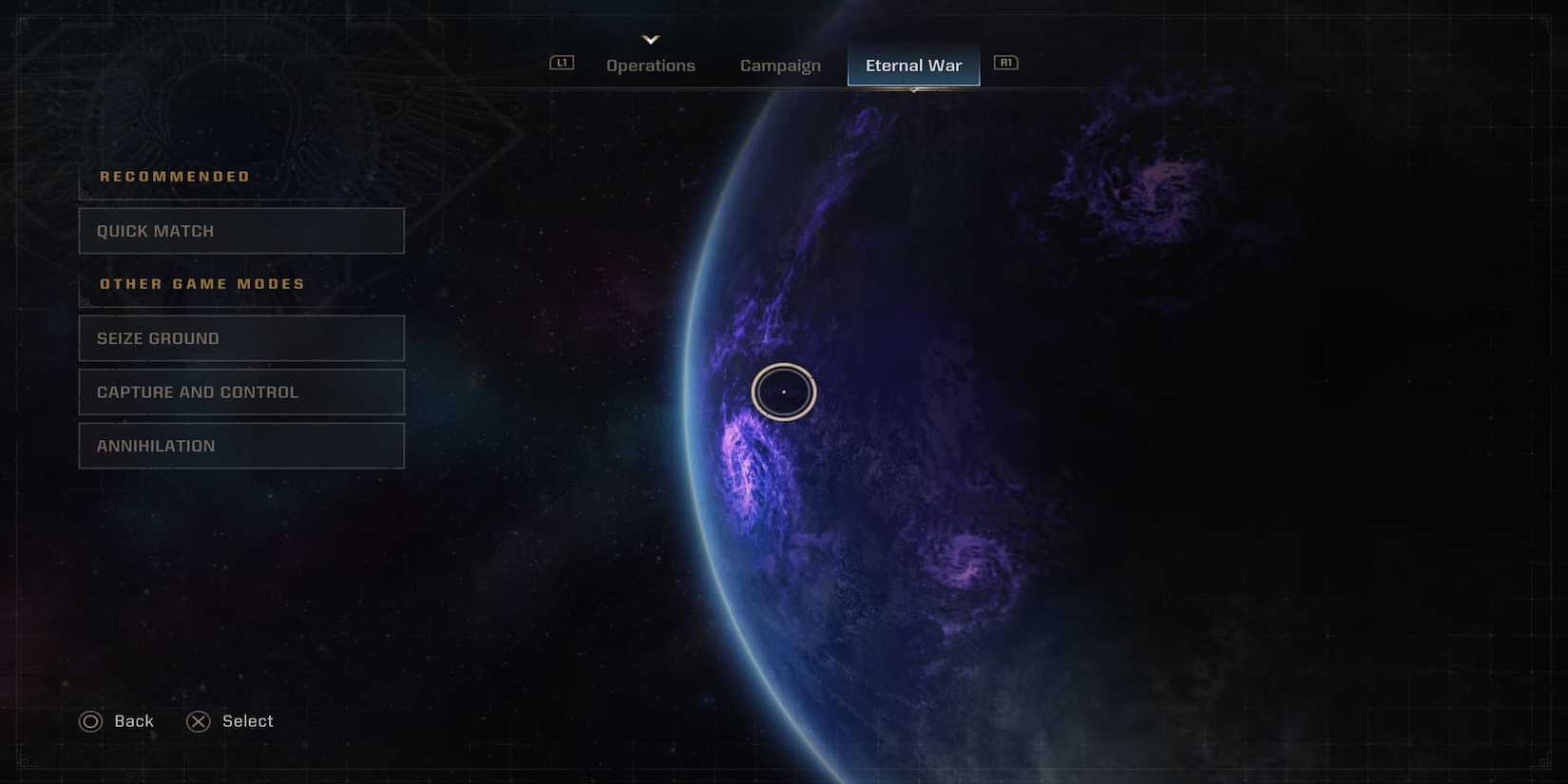 The Eternal World Game Mode Menu 