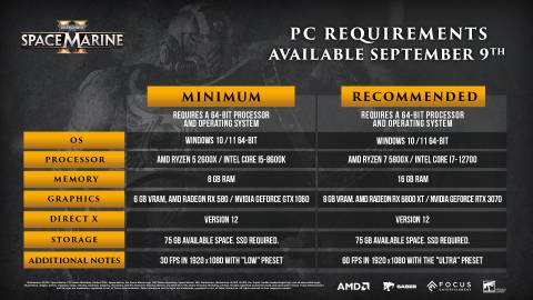 Warhammer 40K Space Marine 2 PC Specs