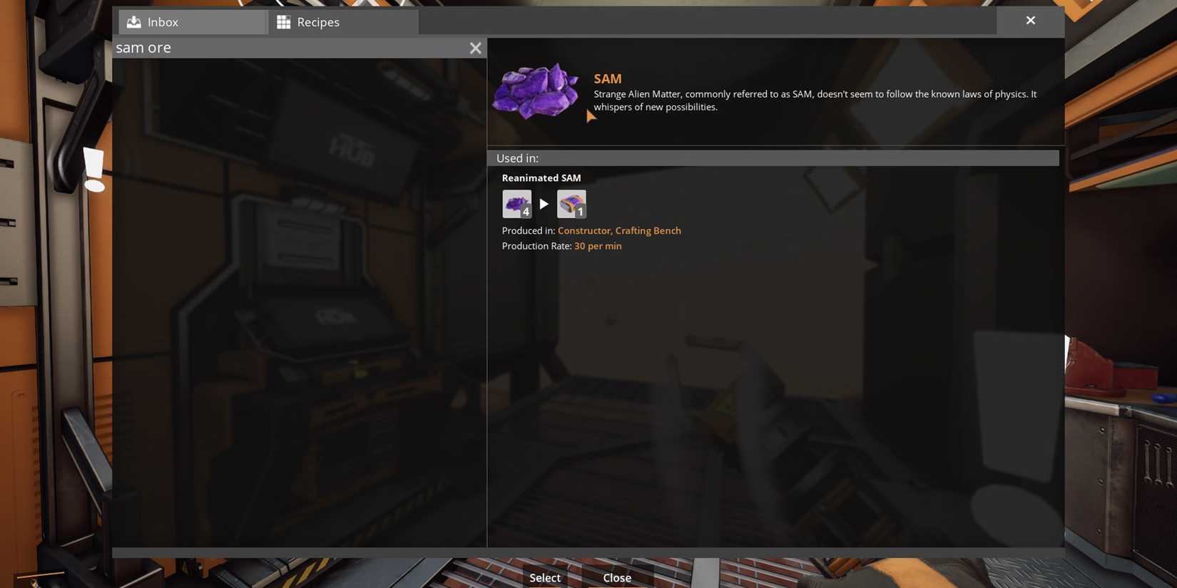 What is SAM used for in satisfactory