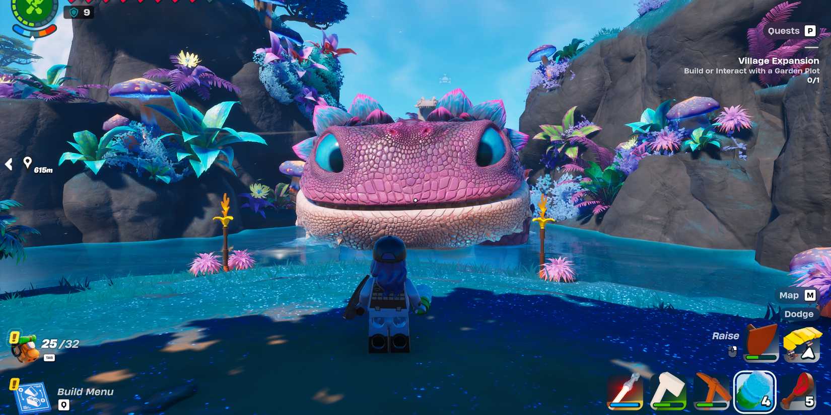 Screenshot showcasing where to find Klombo in LEGO Fortnite 