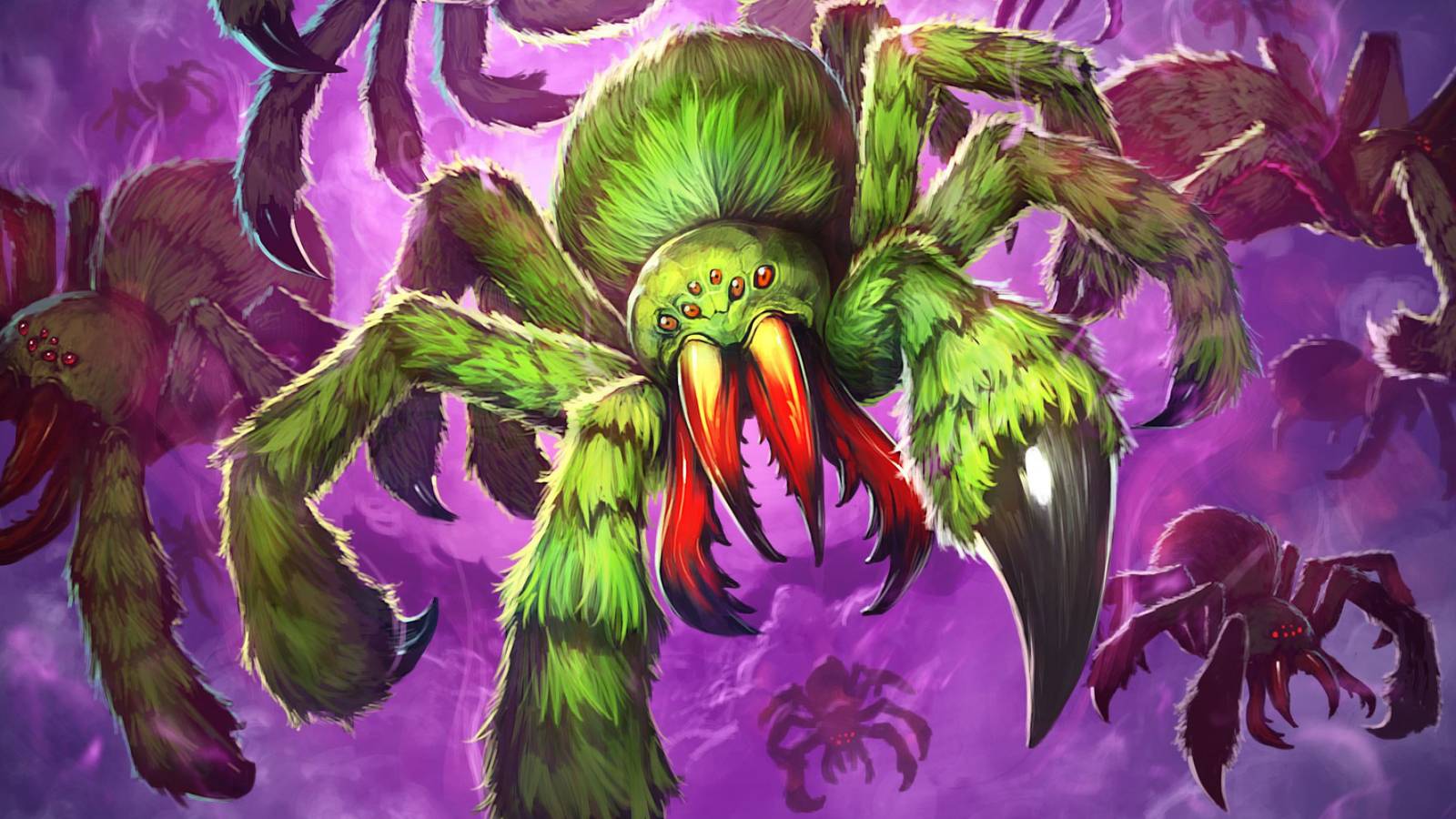 a bunch of wow spiders from ball of spiders hearthstone card