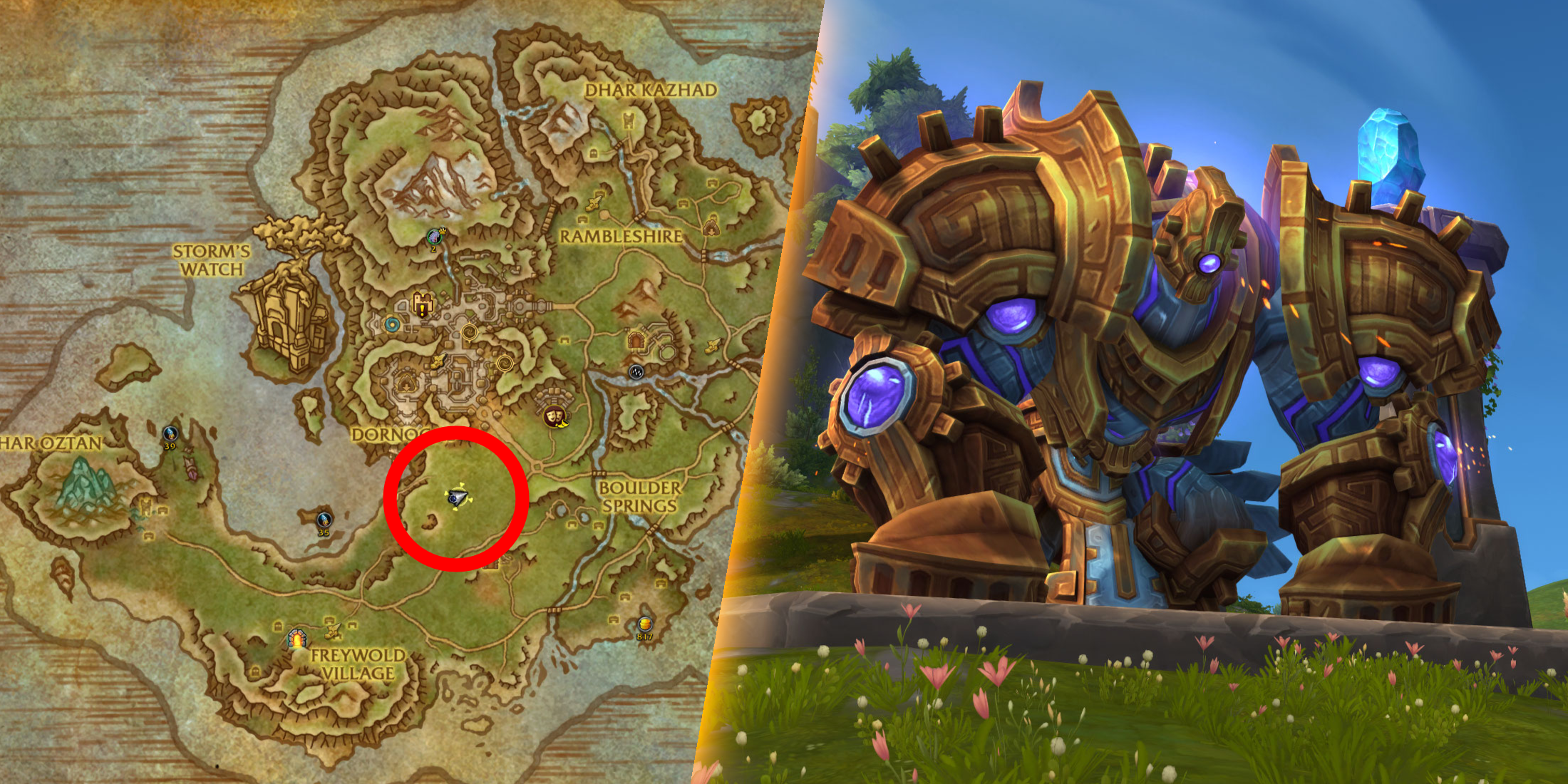 WoW TWW World Bosses Kordac Dormant Protector Location Isle of Dorn