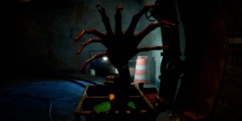 A creature with multiple arms jumping out at the player
