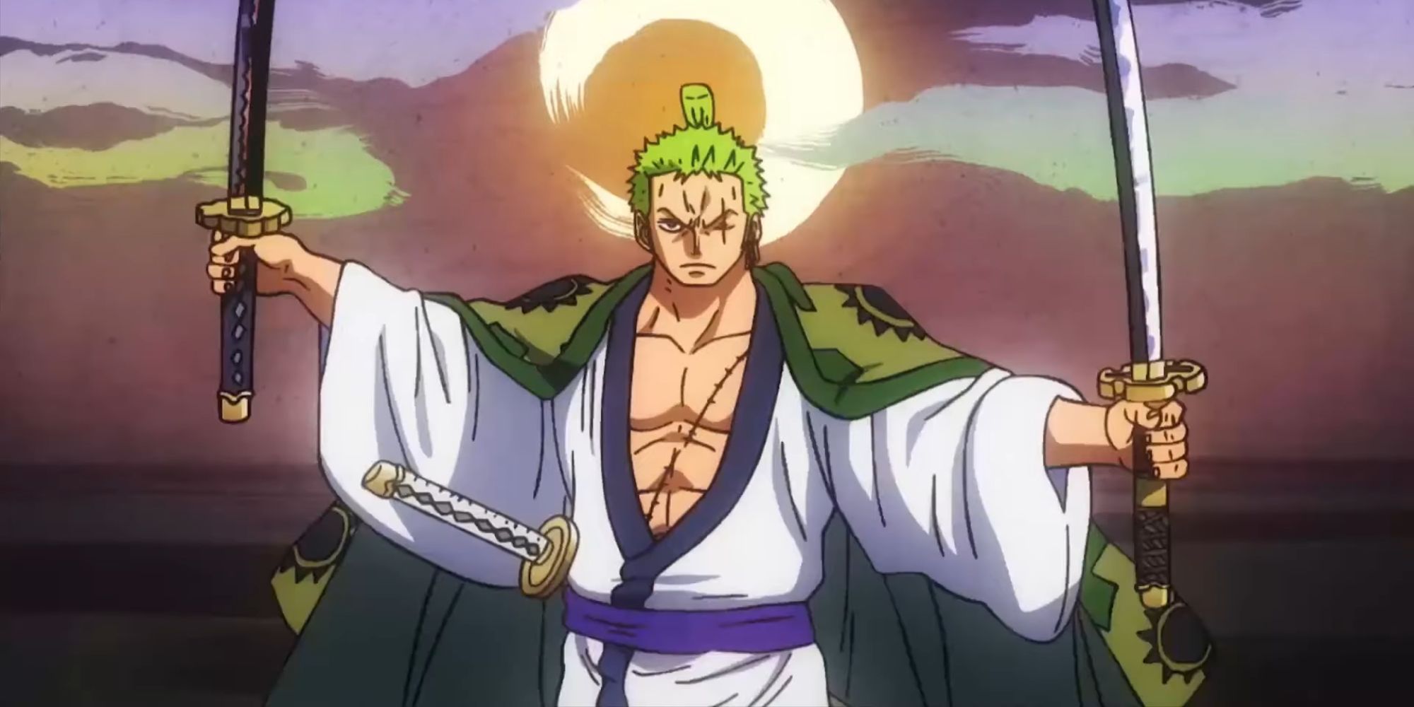 Zoro cuts the screen in the anime eyecatcher for the Wano arc.