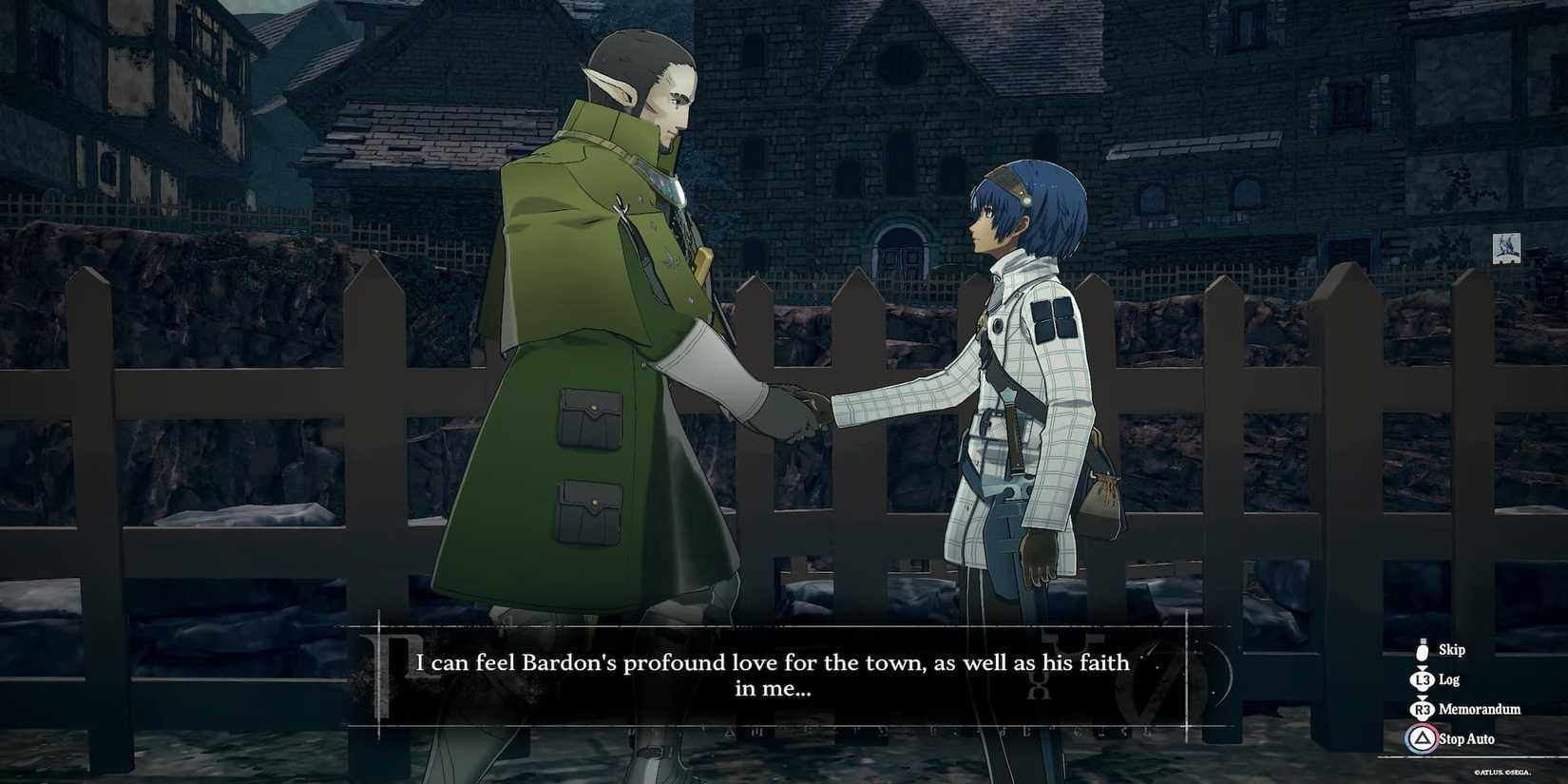 The Protagonist and Bardon Shaking Hands