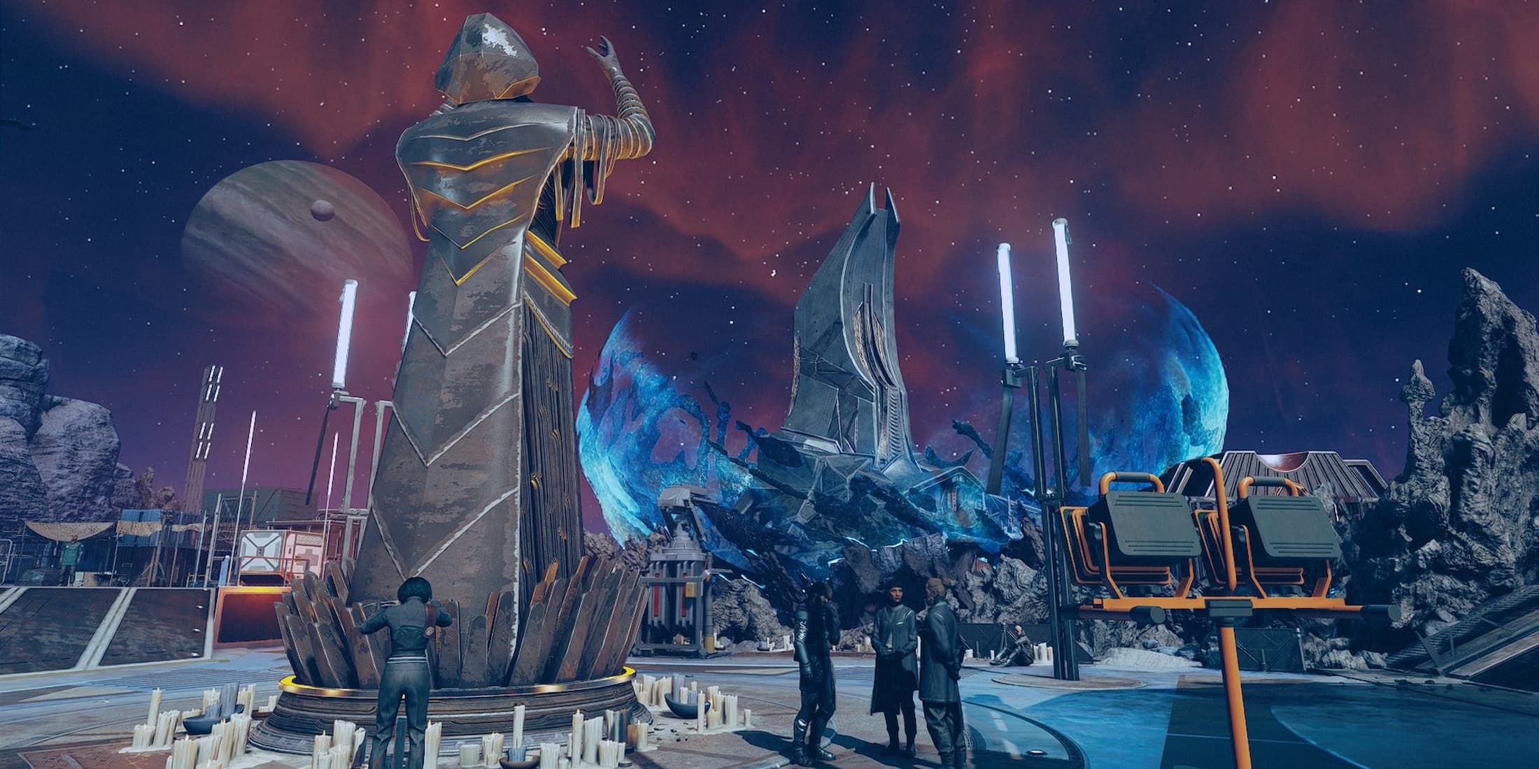 A statue in the city of Dazra in Starfield Shattered Space