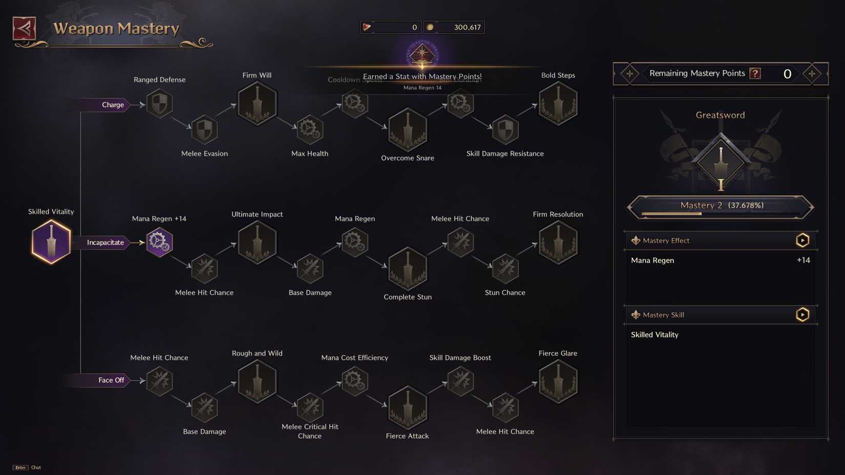 Greatsword mastery tree in Throne and Liberty