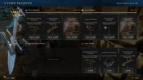 Town Project Board in New World Aeternum