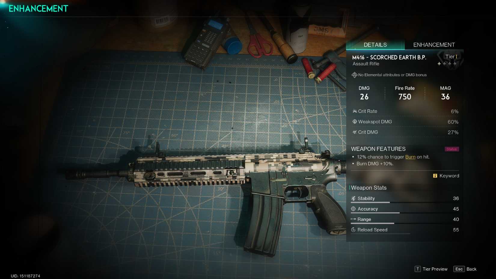 M416 Scorched Earth stats in Once Human