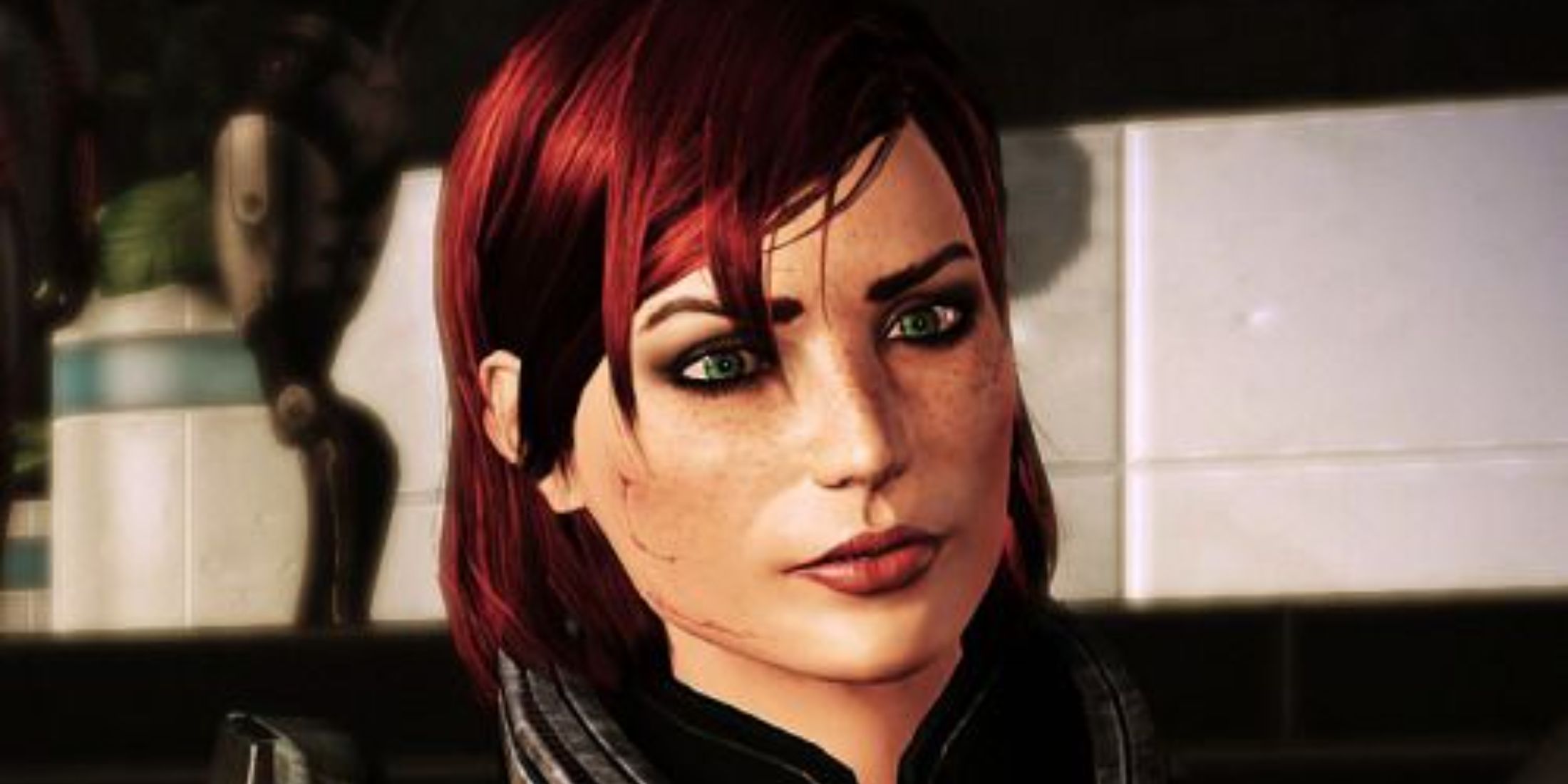 An image of Commander Jane Shepard/ FemShep from the Mass Effect series