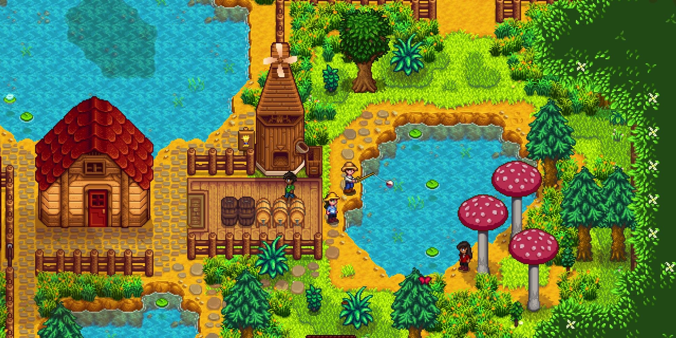 stardew valley mushrooms and lake