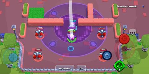 8-Bit standing in his the radius of his purple turret in Brawl Stars