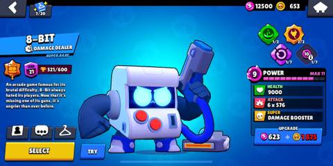 8-Bit on a blue background in the Brawl Stars menu