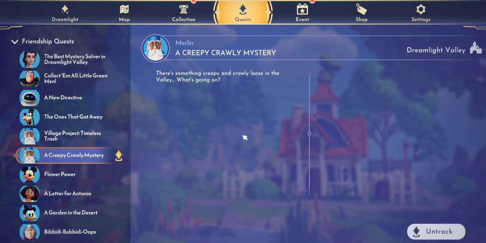 a creepy crawly mystery quest in disney dreamlight valley