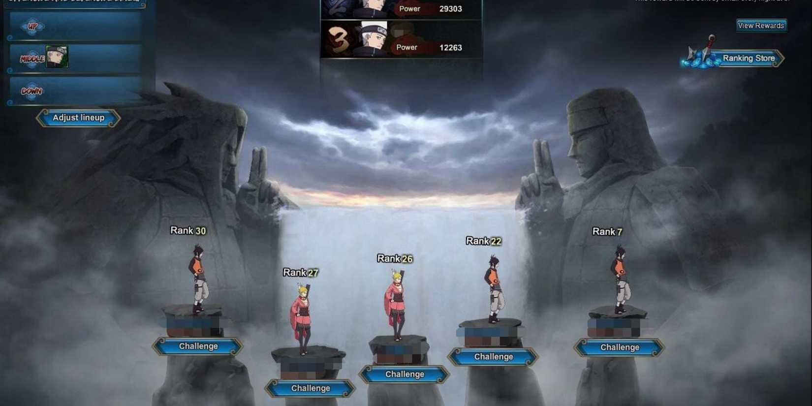 A Ranked battle in Naruto Online.