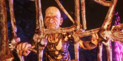 Man in a bone cage in Agony