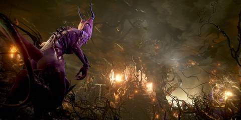 A demon looking at the landscape of Hell in Agony