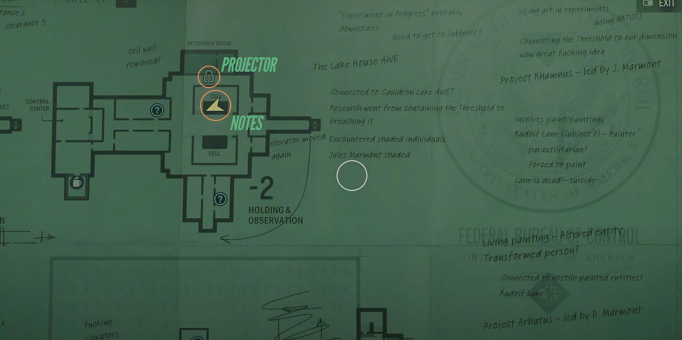 Alan Wake 2 Lake House DLC - Map of -2 Level