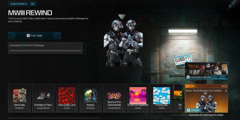 Screenshot showcasing all MW3 Rewind Event Rewards in Modern Warfare 3 