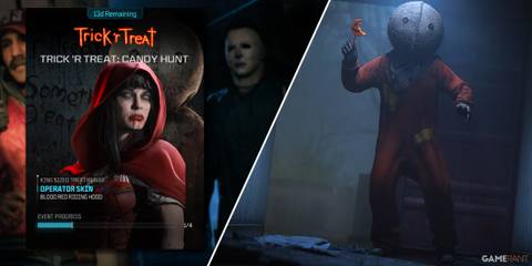 Split-image showcasing the Trick 'R Treat Candy Hunt Event in CoD MW3 & Warzone