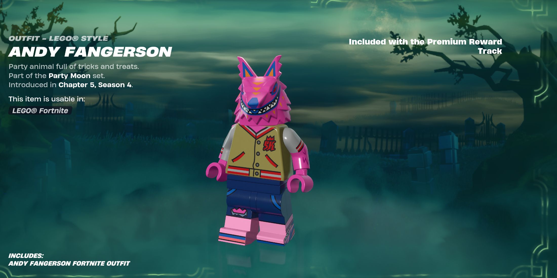 Screenshot showcasing the Andy Fangerson LEGO Fortnite style 