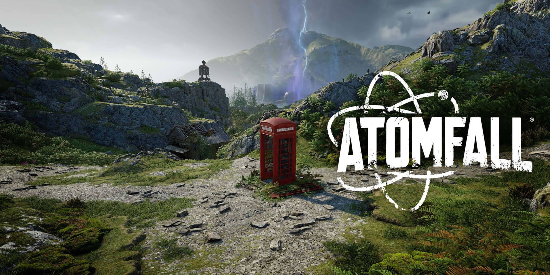 Atomfall main image with the logo and a red telephone box