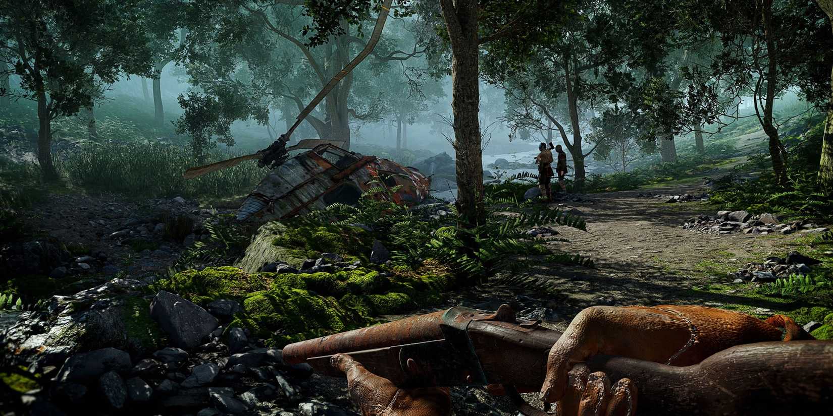 An Atomfall screenshot showing the player holding a shotgun