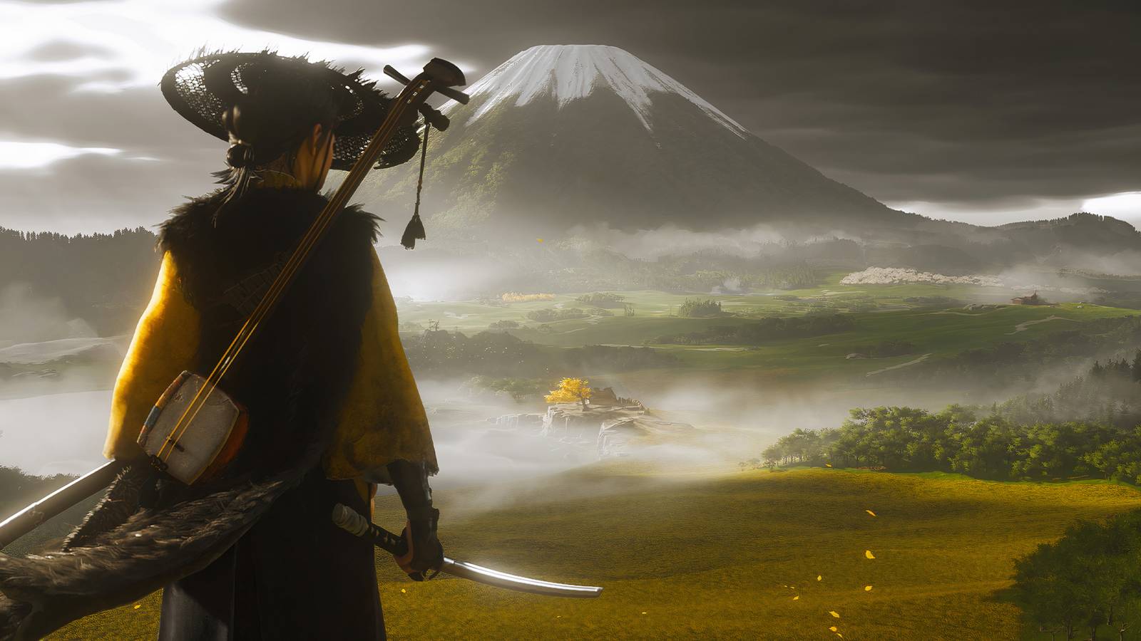 Atsu looking out at Mount Yotei in Ghost of Yotei-1