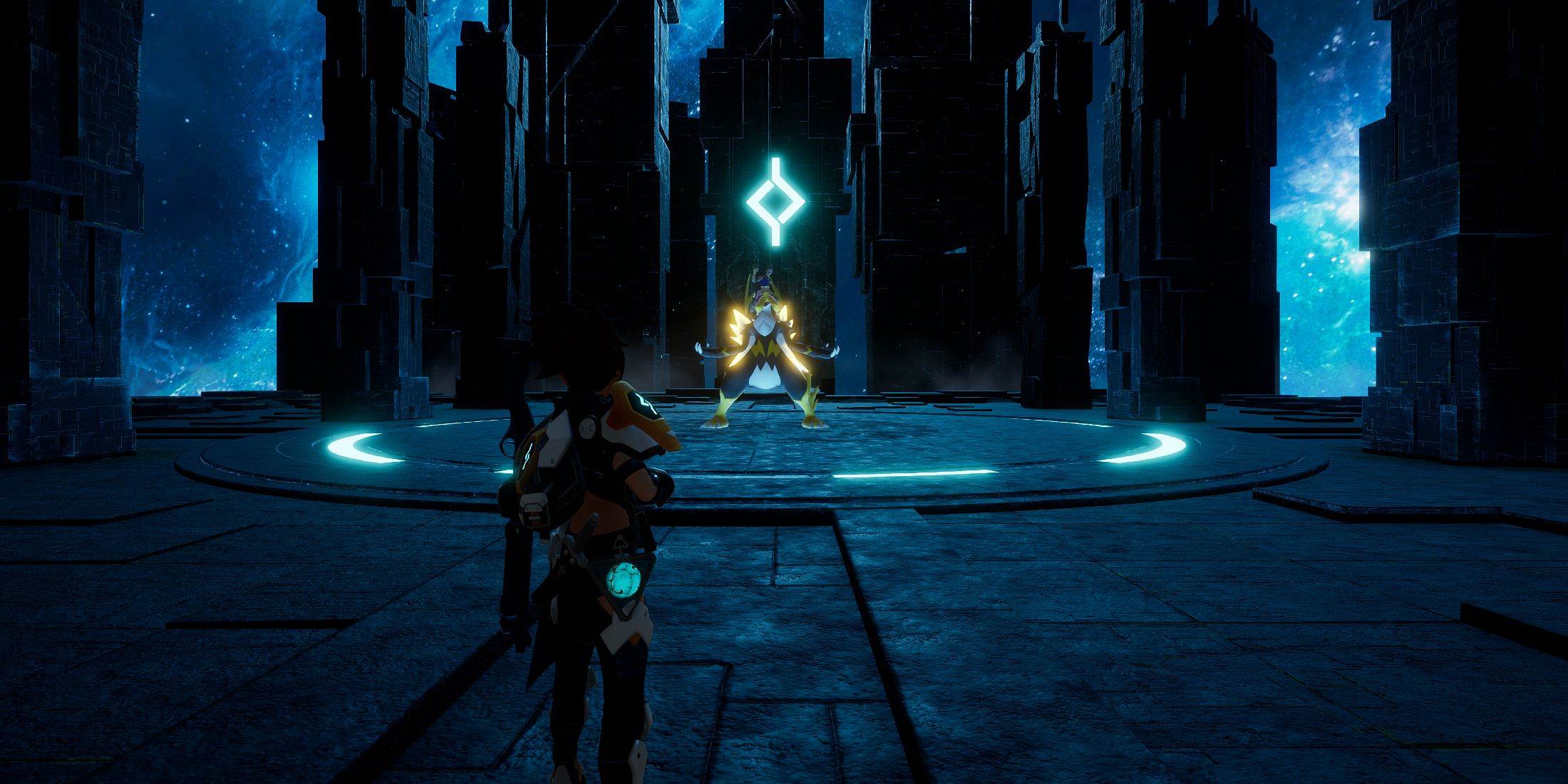 Screenshot showcasing the Axel & Orserk in Palworld 