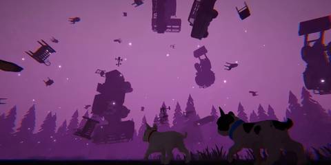 Haunted Paws Dogs Walking Through Purple Area