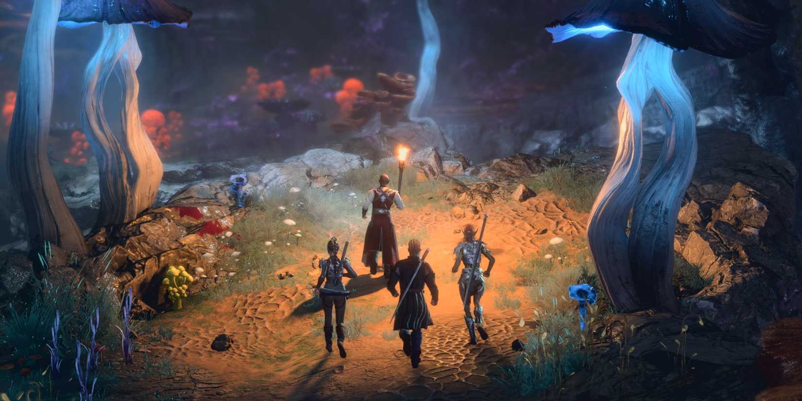 baldur's gate 3 characters walking together