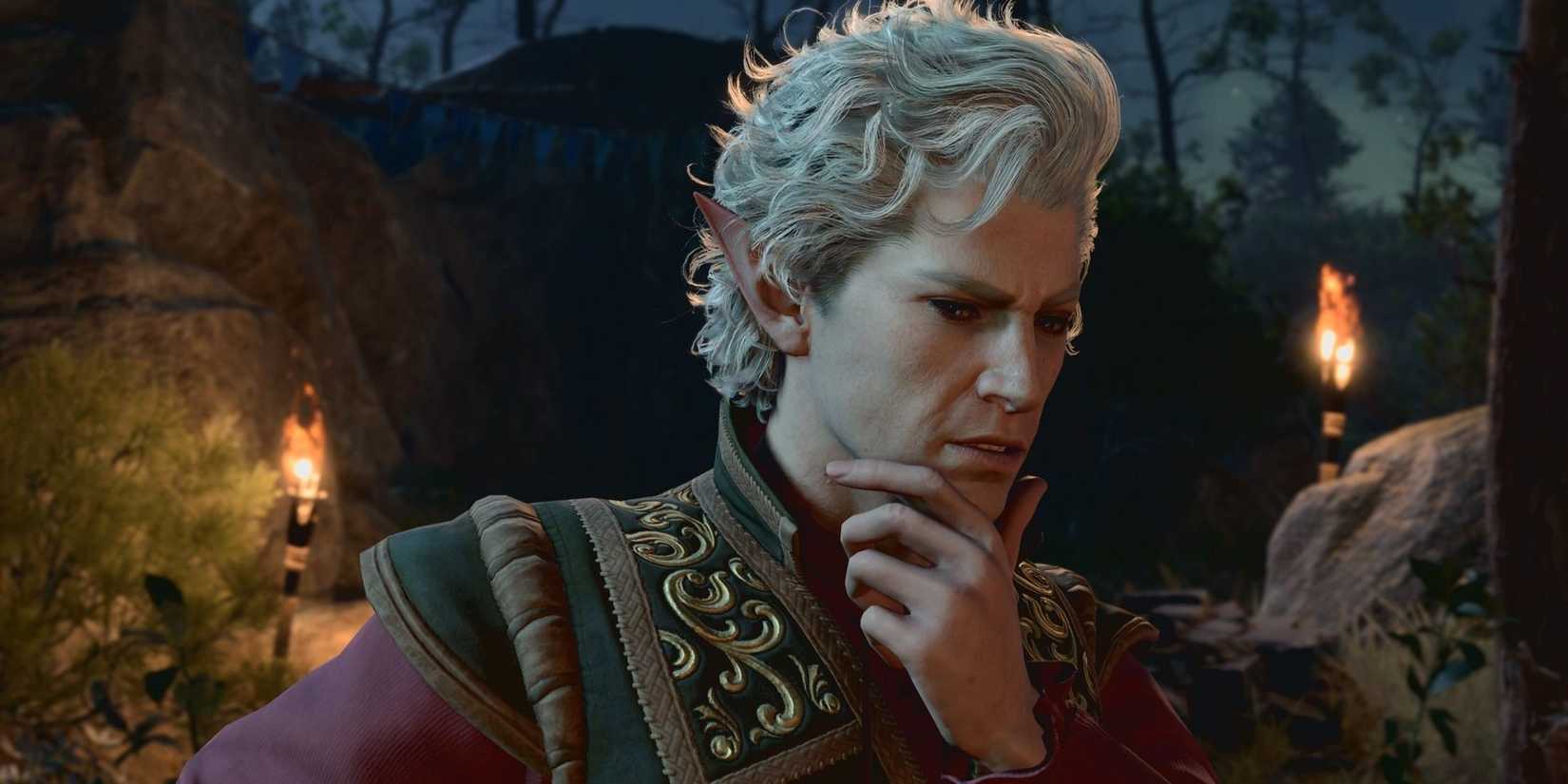 Astarion from Baldur's Gate 3 deep in thought