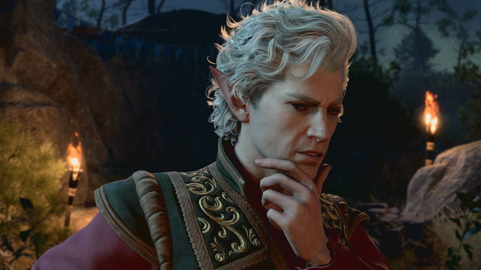 Astarion from Baldur's Gate 3 deep in thought