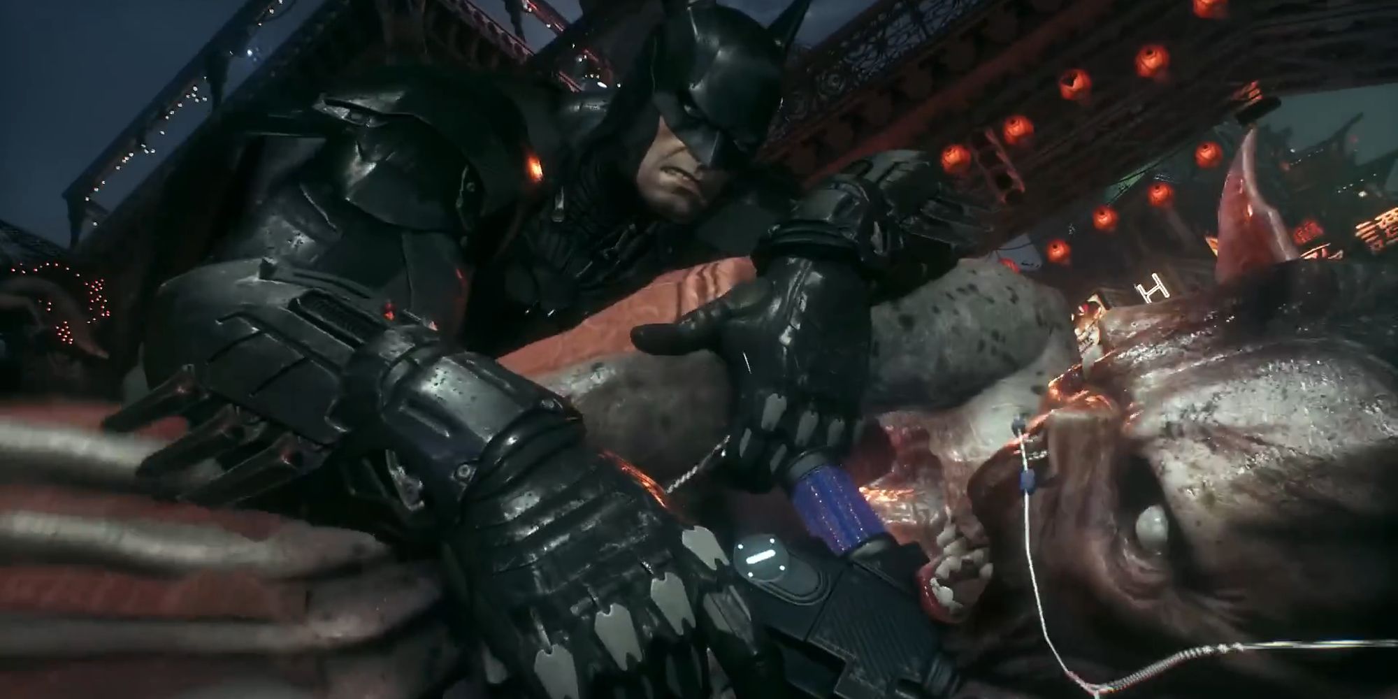 Batman encountering the Batman: Arkham Knight