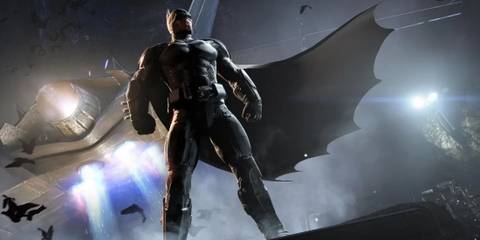 Batman standing in front of his Batwing in Batman: Arkham Origins.