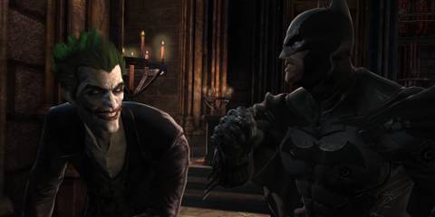 Batman fighting the Joker inside a chapel in Batman: Arkham Origins