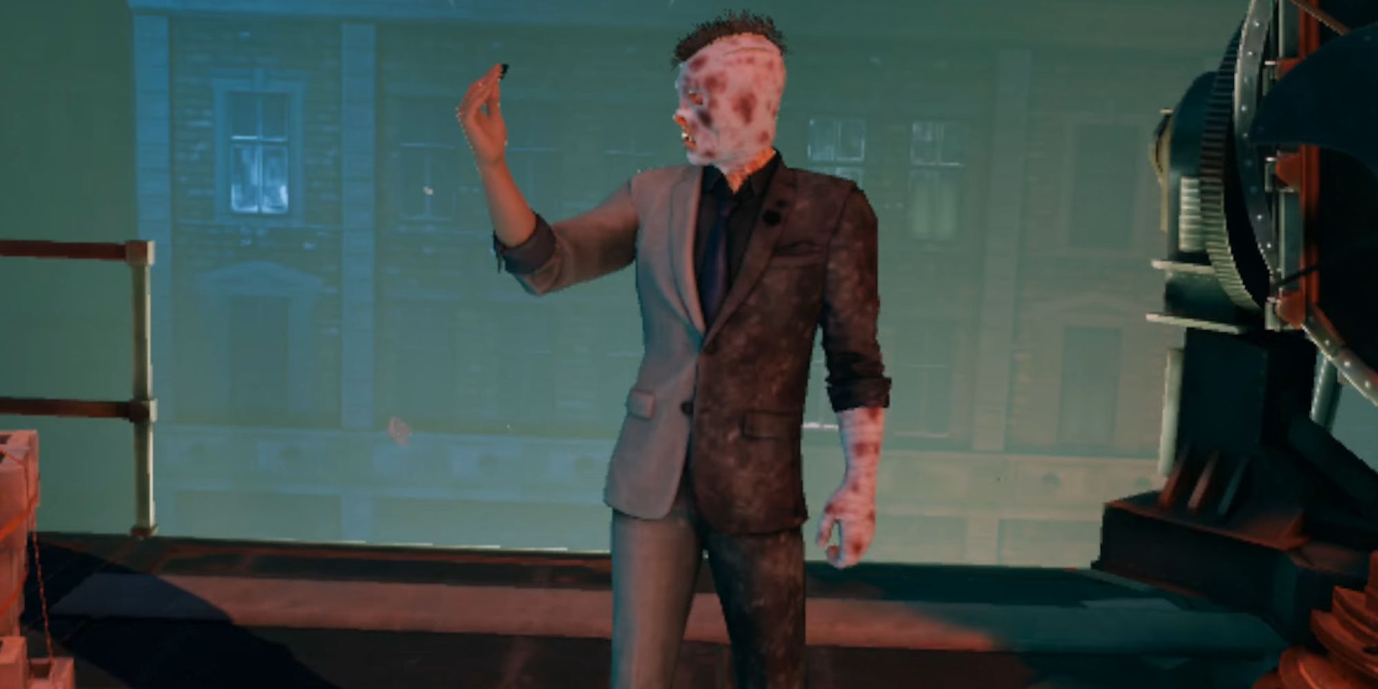 Two-Face holding his coin in Batman: Arkham Shadow