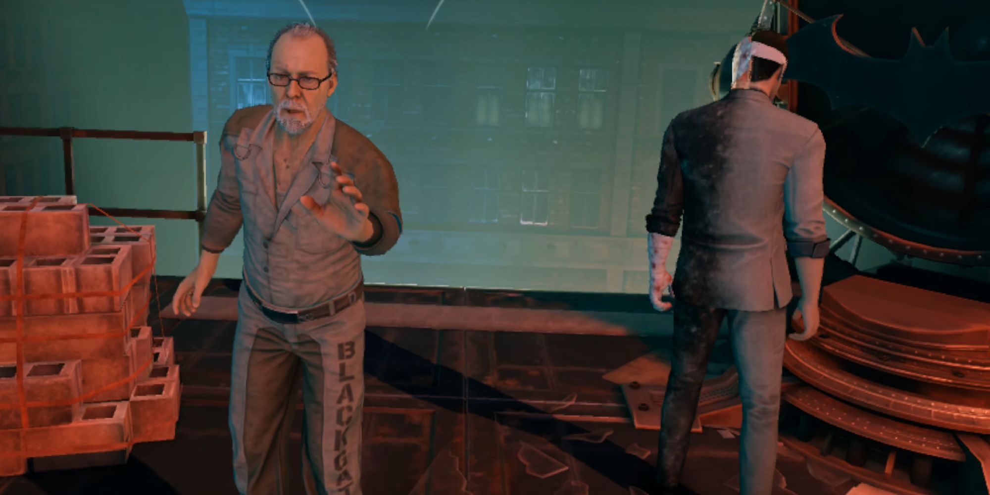 Batman confronting Joe Chill and Two-Face in Batman: Arkham Shadow