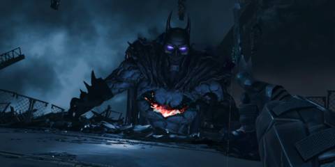 Batman fighting his Shadow personality in Batman: Arkham Shadow