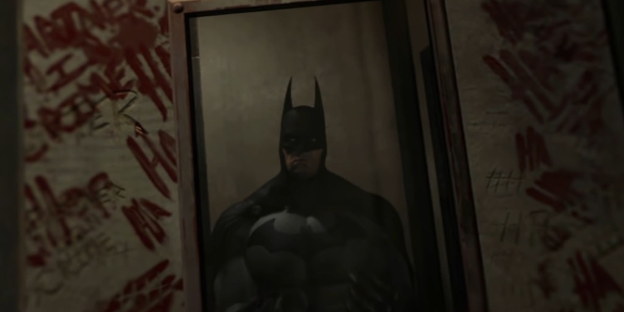 Batman looking into a mirror in Batman: Arkham VR