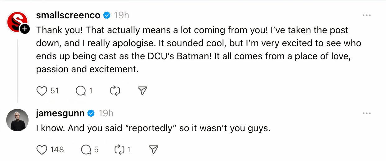 Слух о роли Бэтмена в DCU босс DC Studios Джеймс Ганн назвал «BS»