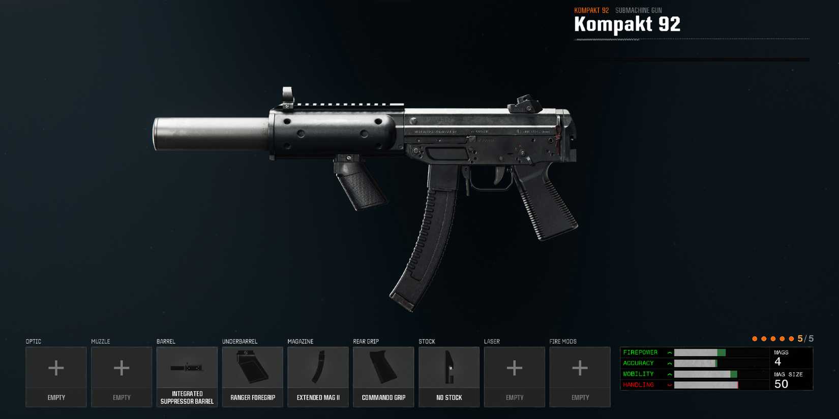 Screenshot showcasing the best Kompakt 92 build in Black Ops 6 