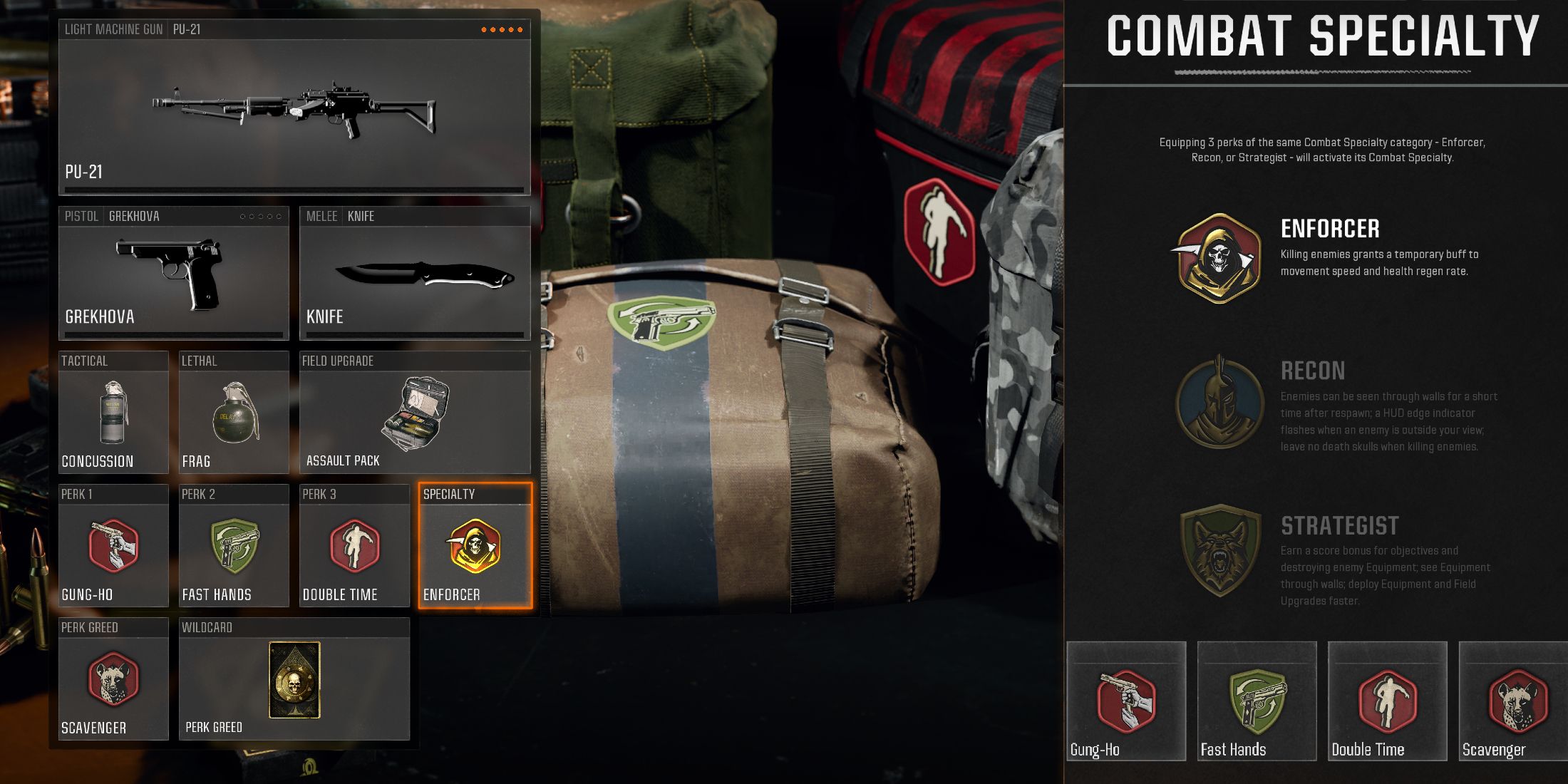 Screenshot showcasing the best Perk Package and Wildcard for the PU-21 in Black Ops 6