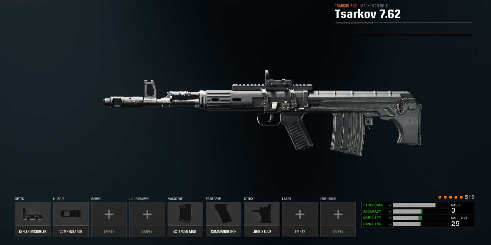 Screenshot showcasing the best Tsarkov 7.62 build in Black Ops 6 