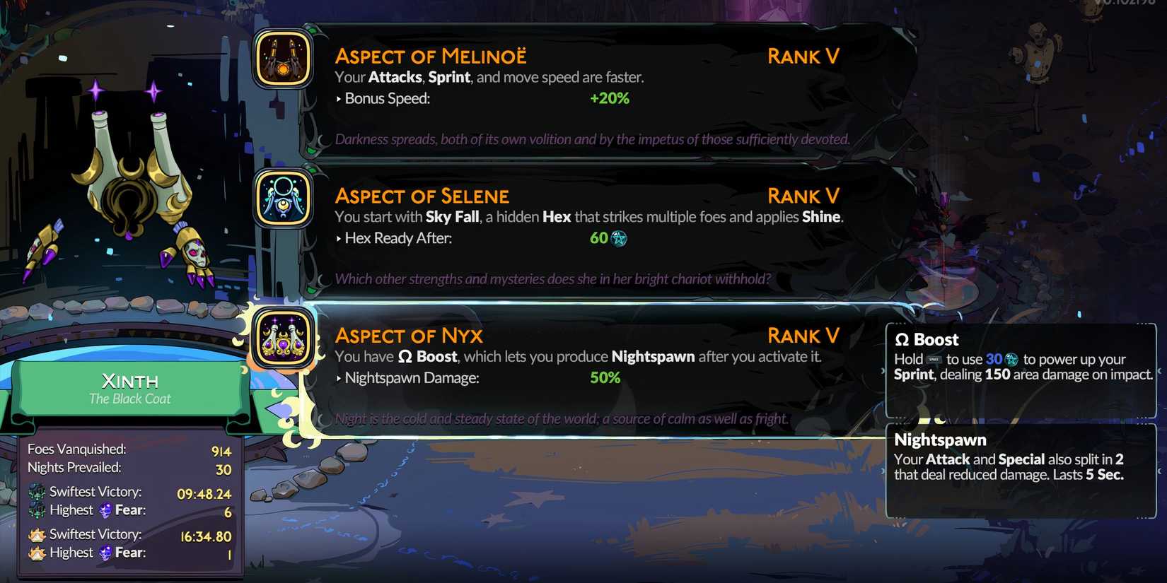 Black Coat's Aspect of Nyx in Hades 2